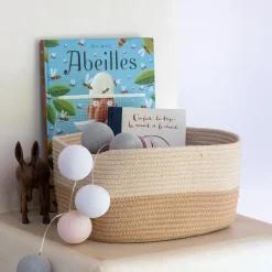 Matelas Enfant|Panier*alinea Panier de rangement bicolore en tissu H20cm - beige