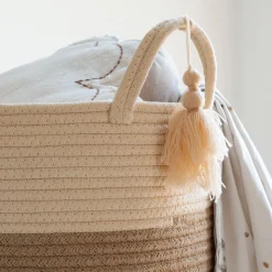 Matelas Enfant|Panier*alinea Panier de rangement en polycoton D38xH50cm - beige