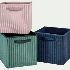 Matelas Enfant|Boîte De Rangement Enfant*alinea Panier de rangement en velours côtelé - H30xL30cm Rose