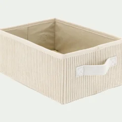Matelas Enfant|Boîte De Rangement Enfant*alinea Panier de rangement en velours côtelé H12xL26xl20 cm - Blanc ventoux
