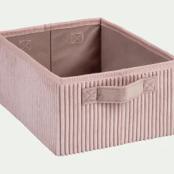 Matelas Enfant|Boîte De Rangement Enfant*alinea Panier de rangement en velours côtelé - H12xL26xl20cm Rose