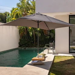 Parasol De Balcon|Parasol Droit*alinea Parasol droit en tissu et métal 200x300cm - Gris