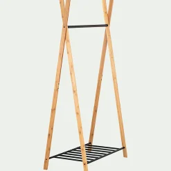 Dressing*alinea Penderie ouverte à 2 étagères en acier et bambou H173xL93cm - Noir