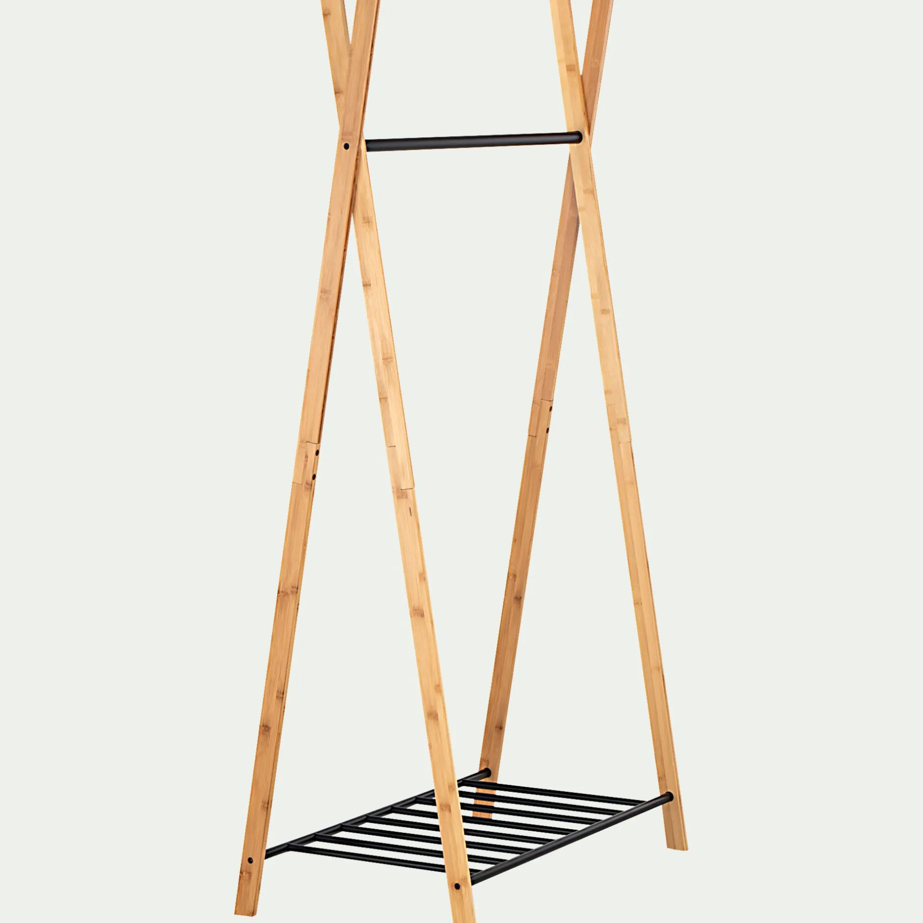 Dressing*alinea Penderie ouverte à 2 étagères en acier et bambou H173xL93cm - Noir