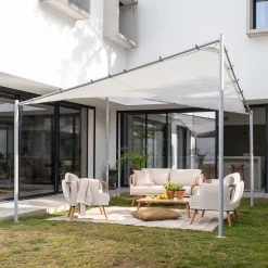 Pergola*alinea Pergola en acier avec une toile de toit suspendue en polyester - Blanc