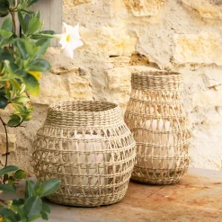 Photophore*alinea Photophore en jonc de mer H18cm - Naturel