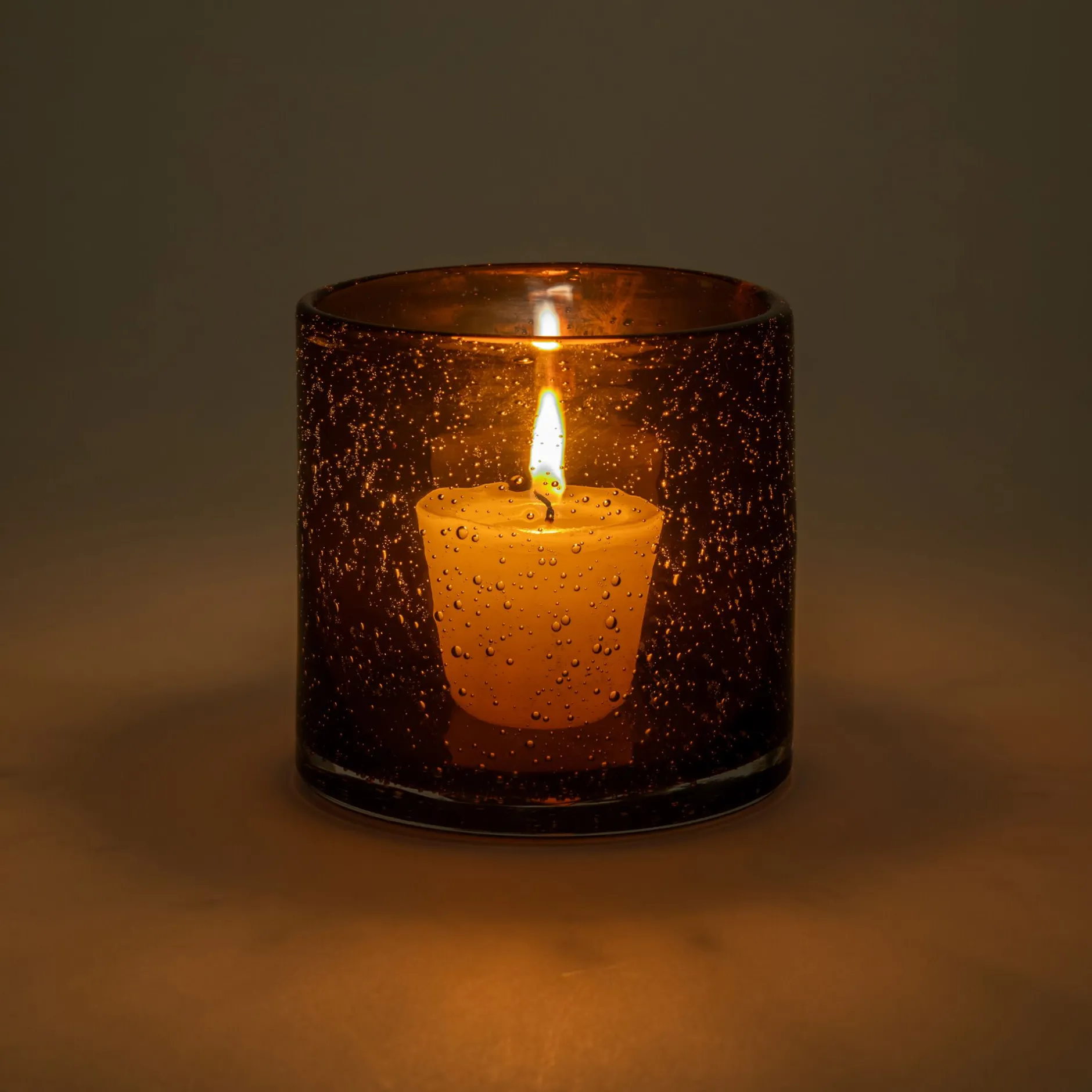 Photophore*alinea Photophore en verre bullé D10cm - brun rustrel