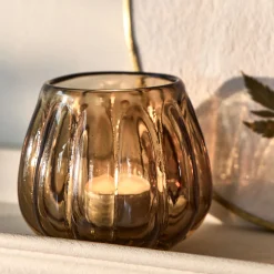 Photophore*alinea Photophore en verre D9cm - brun ombre Marron