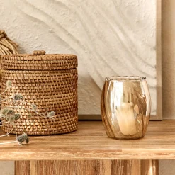 Photophore*alinea Photophore en verre D9xH10cm - Doré