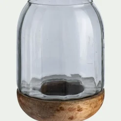 Photophore*alinea Photophore en verre et bois de manguier - transparent