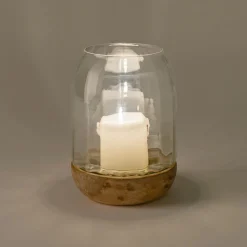 Photophore*alinea Photophore en verre et bois de manguier - transparent