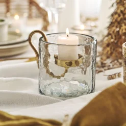 Décoration De La Table De Noël|Bougie Et Photophore De Noël*alinea Photophore en verre et laiton D10xH10cm - Transparent