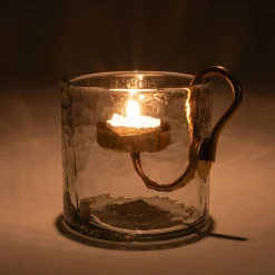 Décoration De La Table De Noël|Bougie Et Photophore De Noël*alinea Photophore en verre et laiton D10xH10cm - Transparent