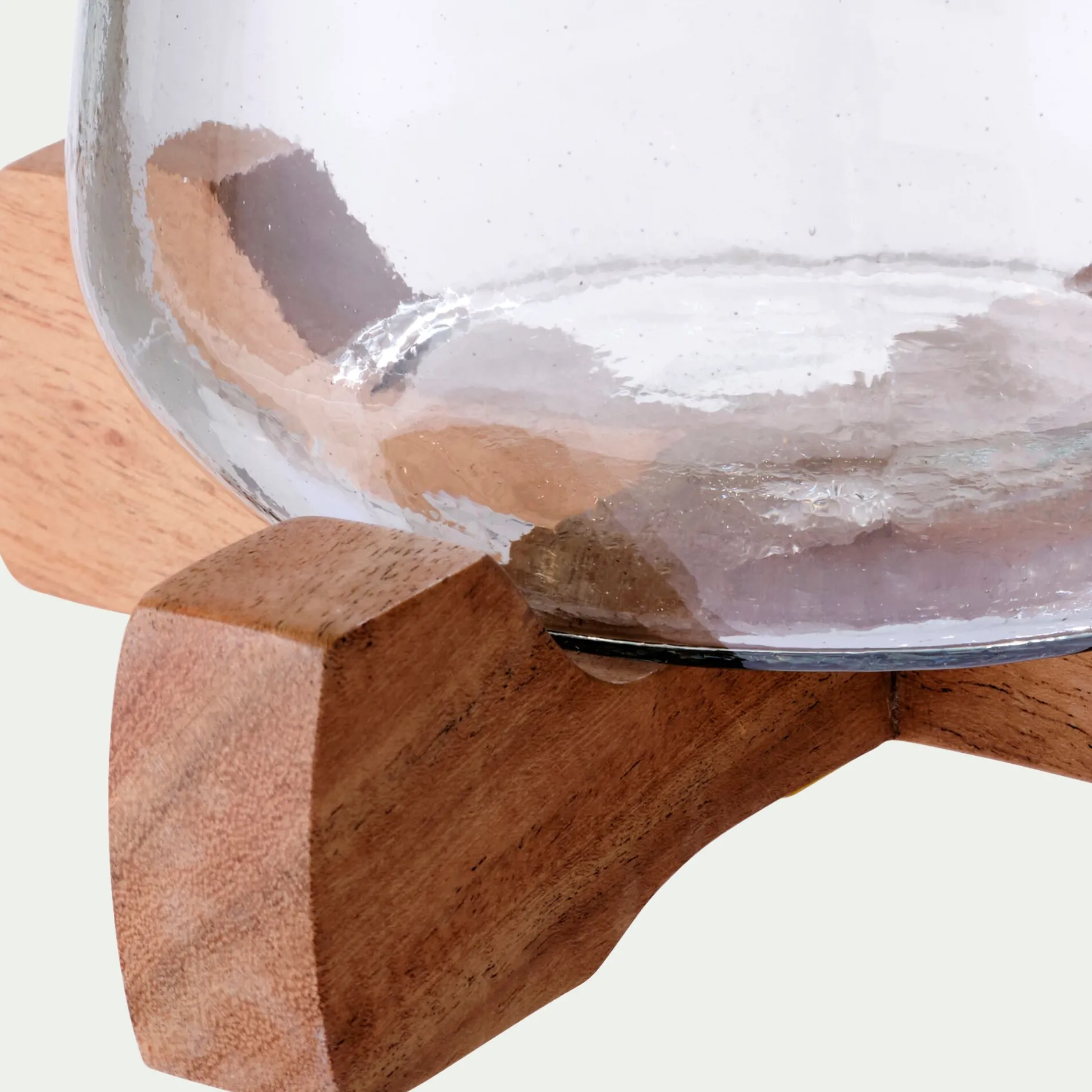 Photophore|Bougie Et Photophore De Noël*alinea Photophore en verre sur pied en bois D17,5xH17,5cm - Transparent