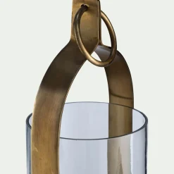 Lanterne|Photophore*alinea Photophore lanterne en verre et fer H25,4cm - Doré