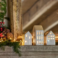 Décoration De La Table De Noël|Bougie Et Photophore De Noël*alinea Photophore maisonnette de Noël en dolomite H15,3cm - Gris