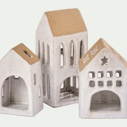 Bougie Et Photophore De Noël|Décoration De La Table De Noël*alinea Photophore maisonnette de Noël en dolomite H11cm - Gris