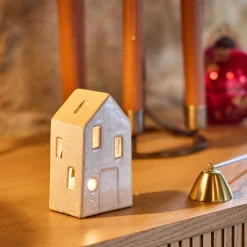 Décoration De La Table De Noël|Bougie Et Photophore De Noël*alinea Photophore maisonnette de Noël en dolomite H10,6cm - Gris