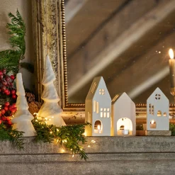 Décoration De La Table De Noël|Bougie Et Photophore De Noël*alinea Photophore maisonnette en aluminium H13cm - Blanc