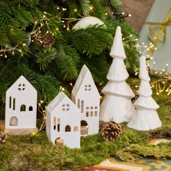 Décoration De La Table De Noël|Bougie Et Photophore De Noël*alinea Photophore maisonnette en aluminium H17,3cm - Blanc