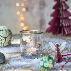 Décoration De La Table De Noël|Bougie Et Photophore De Noël*alinea Photophore étoilé en verre D7xH8cm - Transparent