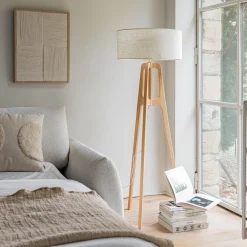 Pied De Lampadaire|Lampadaire Trépied*alinea Pied de lampadaire en bois d'hévéa H131 cm - Bois clair