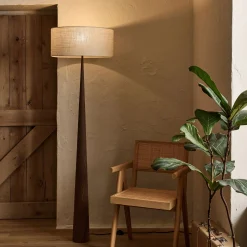 Pied De Lampadaire|Lampadaire Droit*alinea Pied de lampadaire en métal effet bois H157cm - Bois foncé