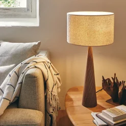 Pied De Lampe|Lampe À Poser*alinea Pied de lampe en métal - effet bois foncé H51,5cm Naturel