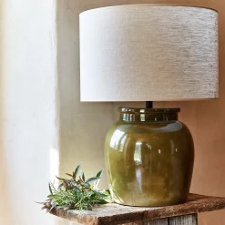 Pied De Lampe*alinea Pied de lampe électrifié en grès D28cm - Vert