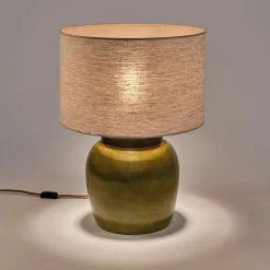 Pied De Lampe*alinea Pied de lampe électrifié en grès D28cm - Vert