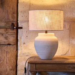 Pied De Lampe*alinea Pied de lampe électrifié en grès D24cm - Beige