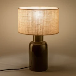 Lampe De Bureau|Pied De Lampe*alinea Pied de lampe électrifié en faïence - D13xH35cm Vert