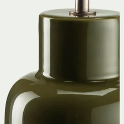 Lampe De Bureau|Pied De Lampe*alinea Pied de lampe électrifié en faïence - D13xH35cm Vert