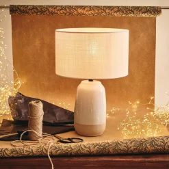 Pied De Lampe*alinea Pied de lampe électrifié en grès D13cm - Blanc