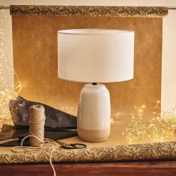 Pied De Lampe*alinea Pied de lampe électrifié en grès D13cm - Blanc