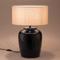 Pied De Lampe*alinea Pied de lampe électrifié en grès D27cm - Bleu