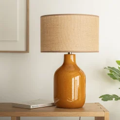 Lampe De Chevet|Lampe De Bureau*alinea Pied de lampe électrifié en grès D15,5cm - miel Jaune