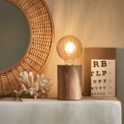 Lampe De Chevet|Pied De Lampe*alinea Pied de lampe électrifié en bois de chêne - H12,5cm Bois clair