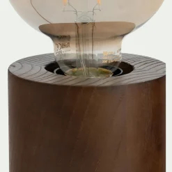 Lampe De Chevet|Pied De Lampe*alinea Pied de lampe électrifiée en bois de châtaignier - H12,5cm Bois foncé