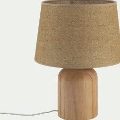 Pied De Lampe*alinea Pied de lampe électrifiée en bois d'hévéa D14cm - Naturel