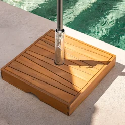 Pieds De Parasol*alinea Pied de parasol carré en acacia 33kg - naturel Bois clair