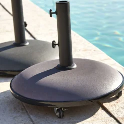Pieds De Parasol*alinea Pied de parasol en béton avec roulette 25kg - Gris