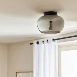 Plafonnier*alinea Plafonnier électrifié en verre fumé D30,5cm - Noir