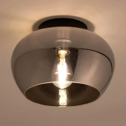 Plafonnier*alinea Plafonnier électrifié en verre fumé D30,5cm - Noir