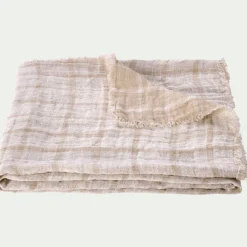 Plaid*alinea Plaid à carreaux en lin lavé 130x170cm - Beige