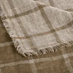 Plaid*alinea Plaid à carreaux en lin lavé 130x170cm - Vert