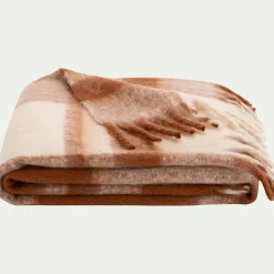 Plaid*alinea Plaid à carreaux synthétique 130x170cm - et blanc Marron