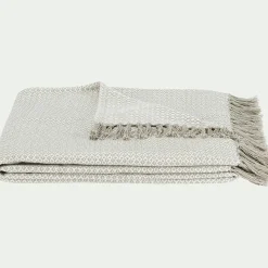 Plaid*alinea Plaid à franges et motifs en coton - 130x170cm Beige