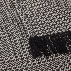 Plaid*alinea Plaid à franges et motifs en coton - 130x170cm Noir