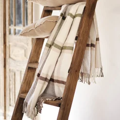 Plaid*alinea Plaid en laine et coton à carreaux finition franges 170x127cm - Marron